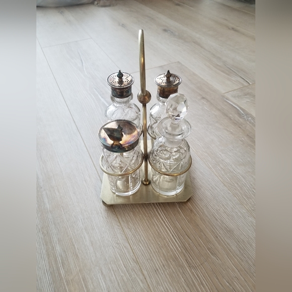 Antique EPNS Silver Plated English Condiment Caddy Salt cellar Salt Pepper - Picture 2 of 3